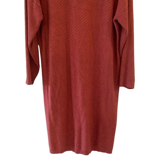 Taylor Women's Dusty Rose Sweater Dress Ribbed Knee Length Mock Neck Size Medium - Picture 7 of 9